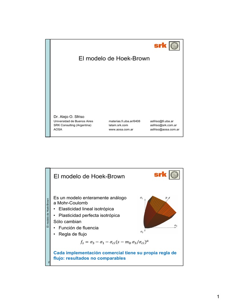 Modelo de Hoek-Brown por Alejo Sfriso | PDF | Plasticidad (Física ...