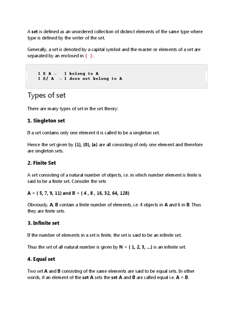Types of Set PDF Set (Mathematics) Function (Mathematics)
