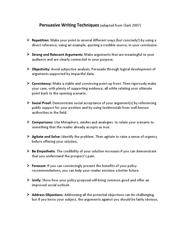 Persuasive Writing Techniques | PDF