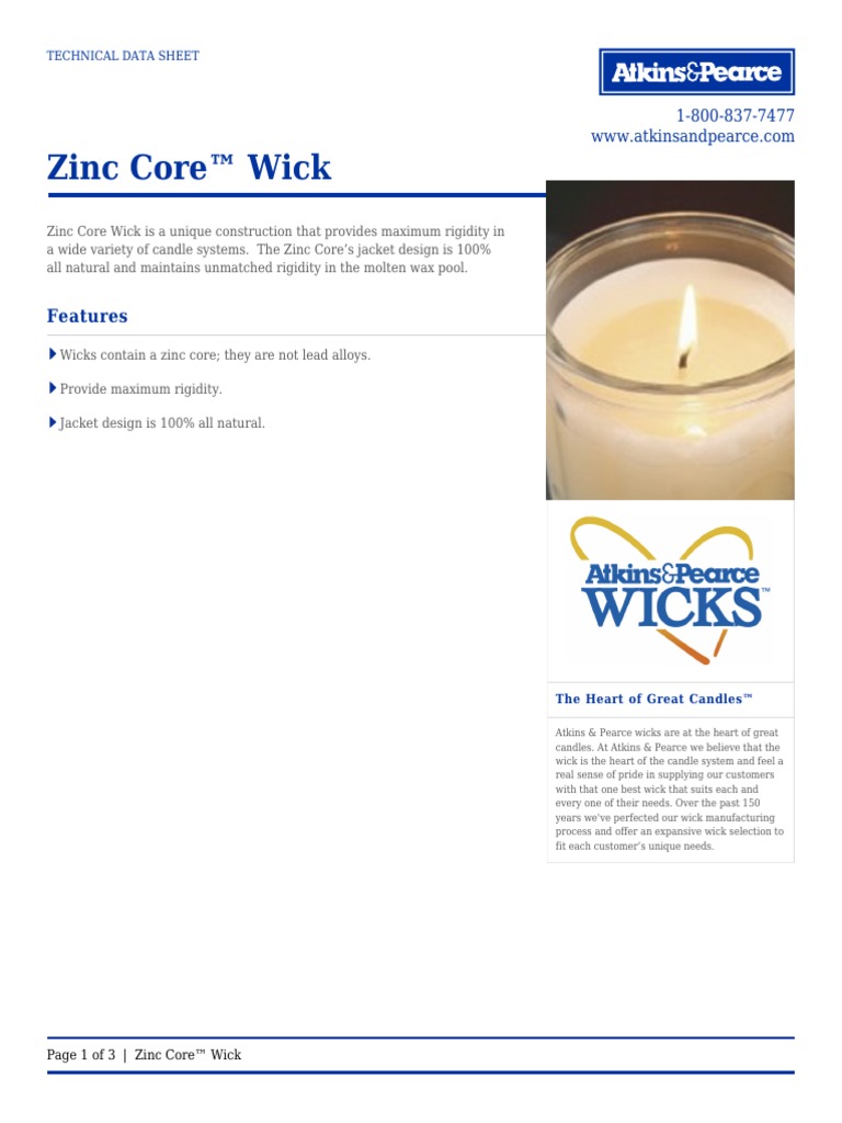Zinc Core™ Wick PDF Candle