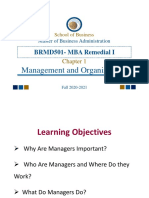 MBA Remedial I - Chapter 1 - Management & Organizations