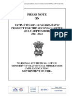 Press Note ON: Estimates of Gross Domestic Product For The Second Quarter (July-September) 2021-2022