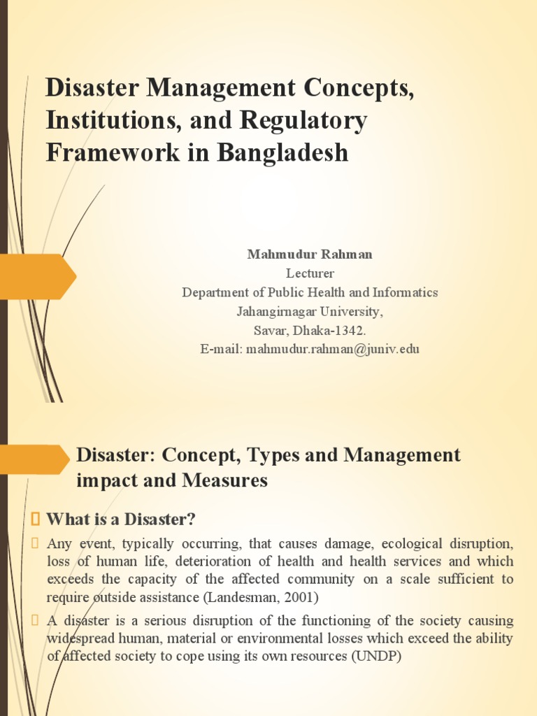 Disaster Management Framework in Bangladesh | PDF | Emergency ...
