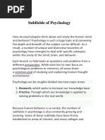 Subfields of Psychology