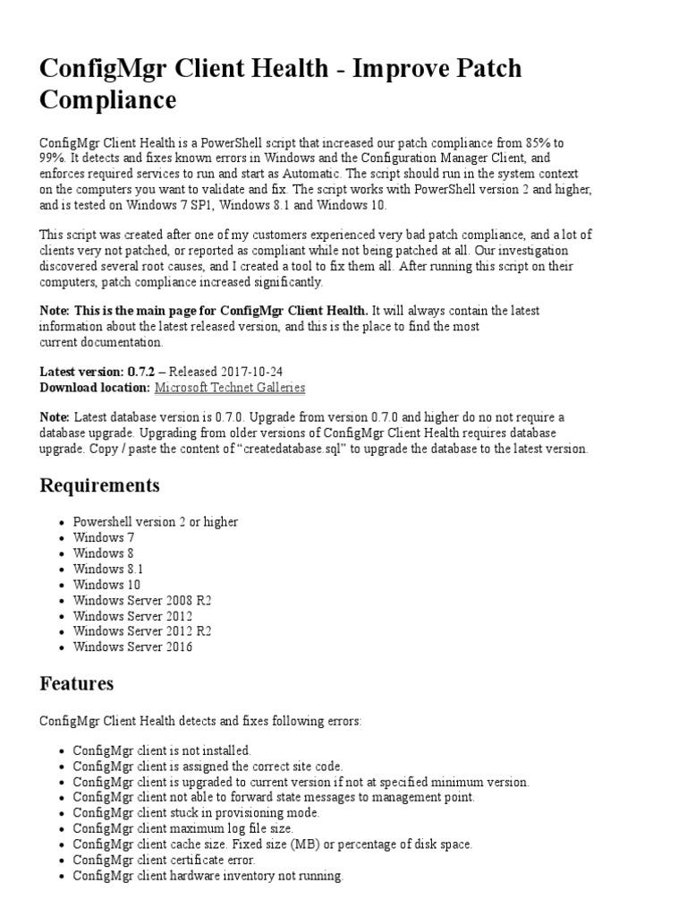 ConfigMgr Client Health - Improve Patch Compliance | PDF | Domain.