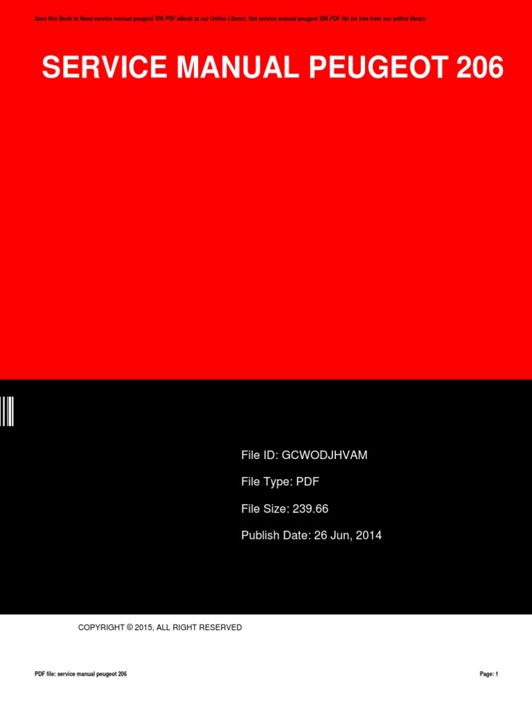 Peugeot 206 Manual Pdf Free Download