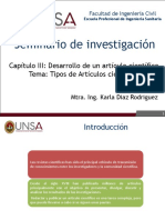 Seminario de Investigación: Capítulo III: Desarrollo de Un Artículo Científico Tema: Tipos de Artículos Científicos