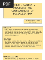 Context, Content, Processes and Consequences of Socialization