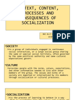 Context, Content, Processes and Consequences of Socialization