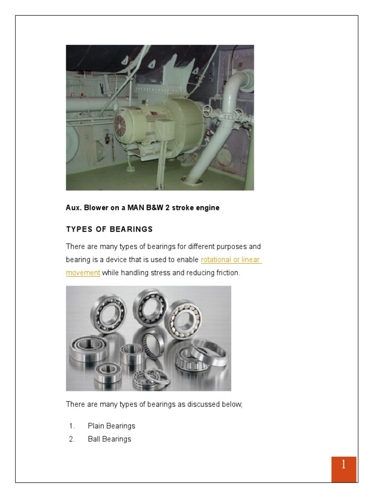 Aux. Blower On A MAN B&W 2 Stroke Engine Types of Bearings Download Free PDF Bearing