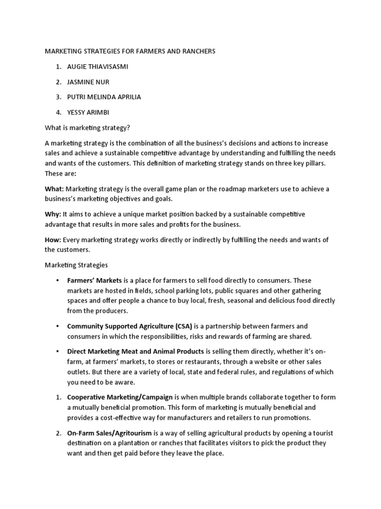 Marketing Strategies For Farmers and Ranchers | PDF | Marketing | Sales