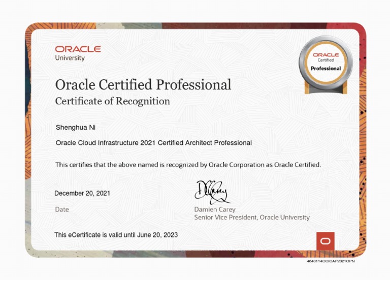 Oracle Cloud Infrastructure 2021 Certified Architect Professional | PDF