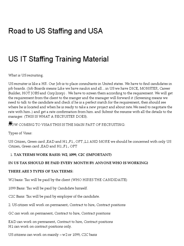 Understanding W2 and C2C in US Staffing | PDF | Oracle Corporation ...