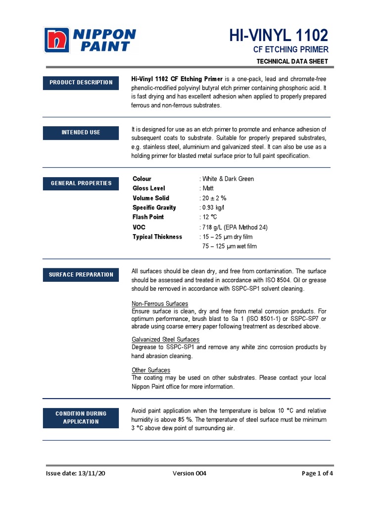HiVinyl 1102 CF Etching Primer (Ver 4.0) PDF Paint Corrosion
