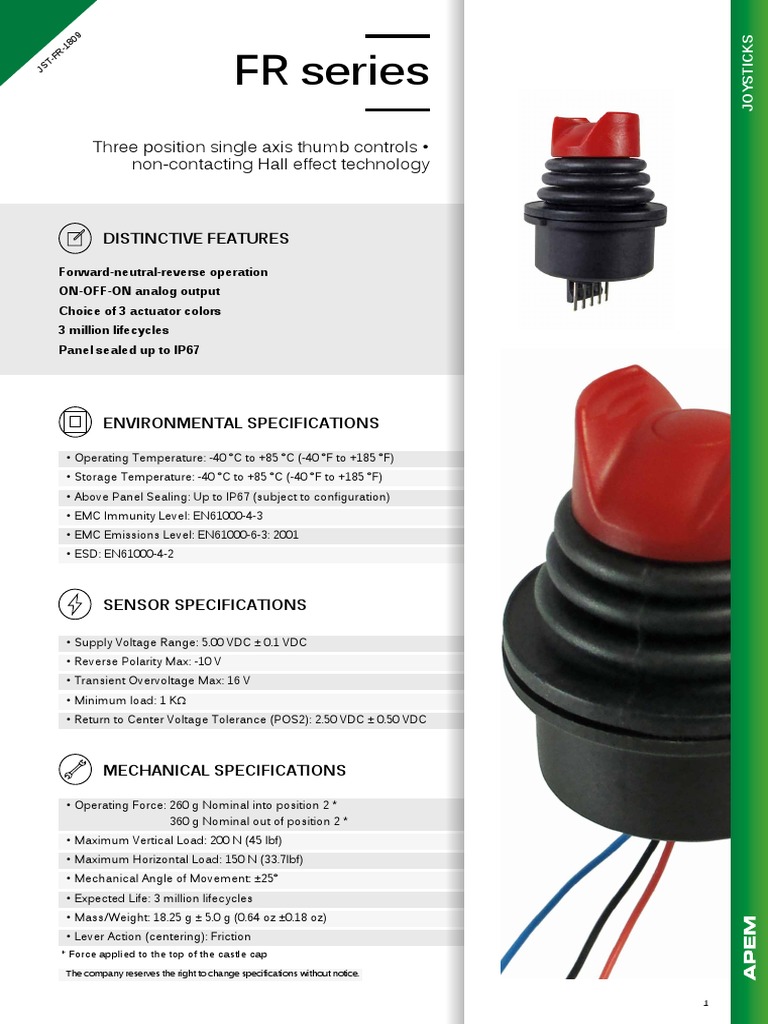 APEM Joysticks Series FR | PDF | Electrical Connector | Electrical ...