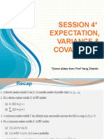 Session 4 Expectation, Variance & Covariance: Chapter 5 of Notes