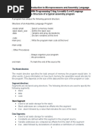 UNIT - 4: 8086 Programming Using Assembly Level Language: The Structure of A Typical Assembly Program