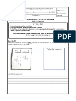 Teste de Matemática 3º Ano 3º Bimestre