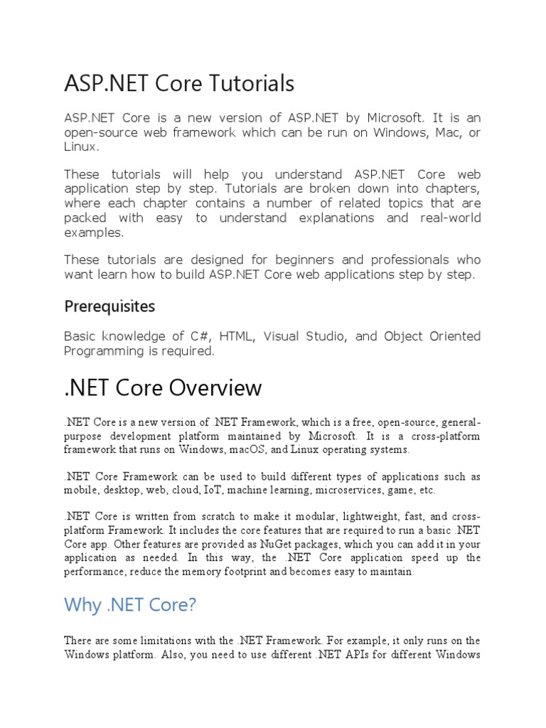 Core Tutorial PDF Command Line Interface Microsoft Visual