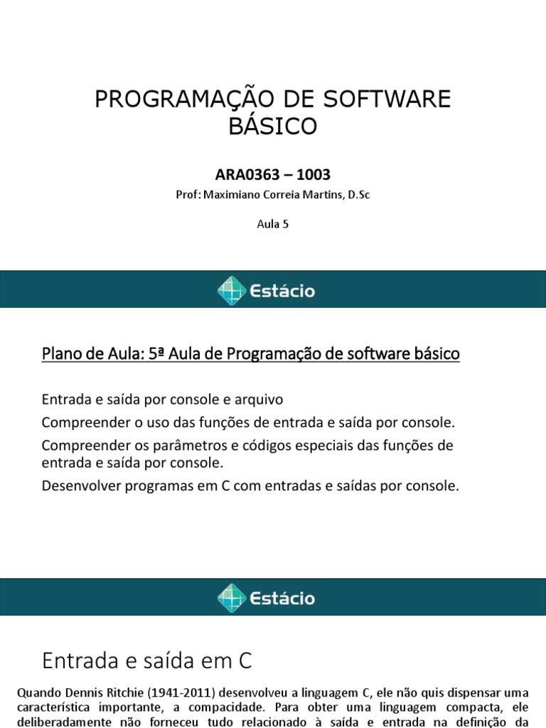 Funções de E/S em C: Console e Arquivos | PDF | C (linguagem de ...