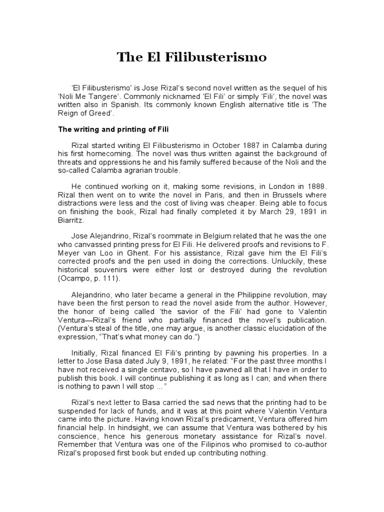 The El Filibusterismo The Writing and Printing of Fili PDF Philippines