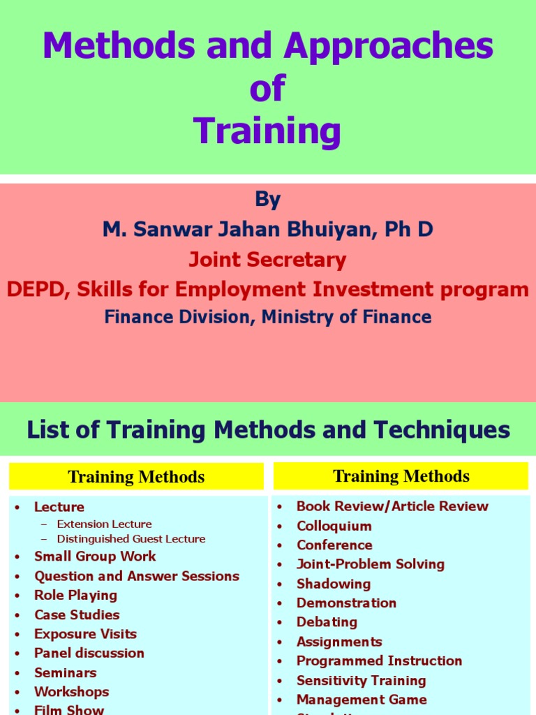 Overview of Training Methods | PDF | Lecture | Apprenticeship