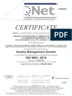 Certificate: Quality Management System ISO 9001: 2015