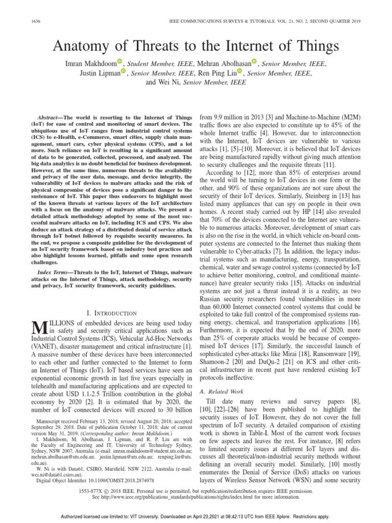 Anatomy of Threats To The Internet of Things | PDF | Internet Of Things ...