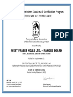 Formaldehyde Emissions Grademark Certification Program: West Fraser Mills Ltd. - Ranger Board