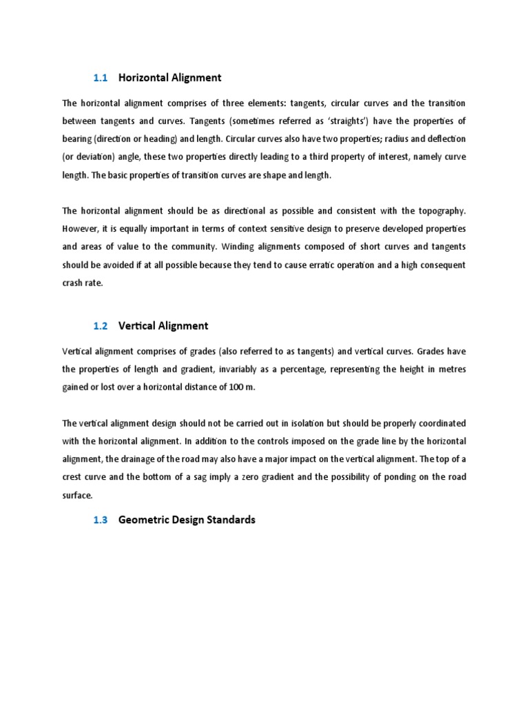Horizontal and Vertical Alignment PDF Tangent Mathematics