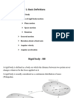 Chapter 1: Basic Definitions: Plane Motion Angular Velocity Angular Acceleration