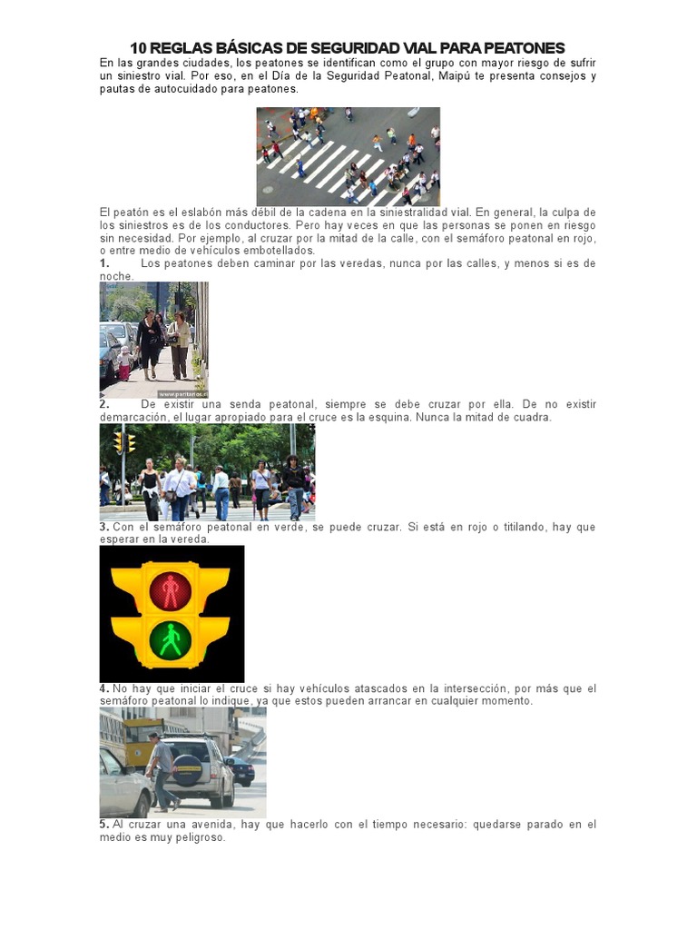 10 Reglas de Seguridad Vial para Peatones | PDF | Negocios
