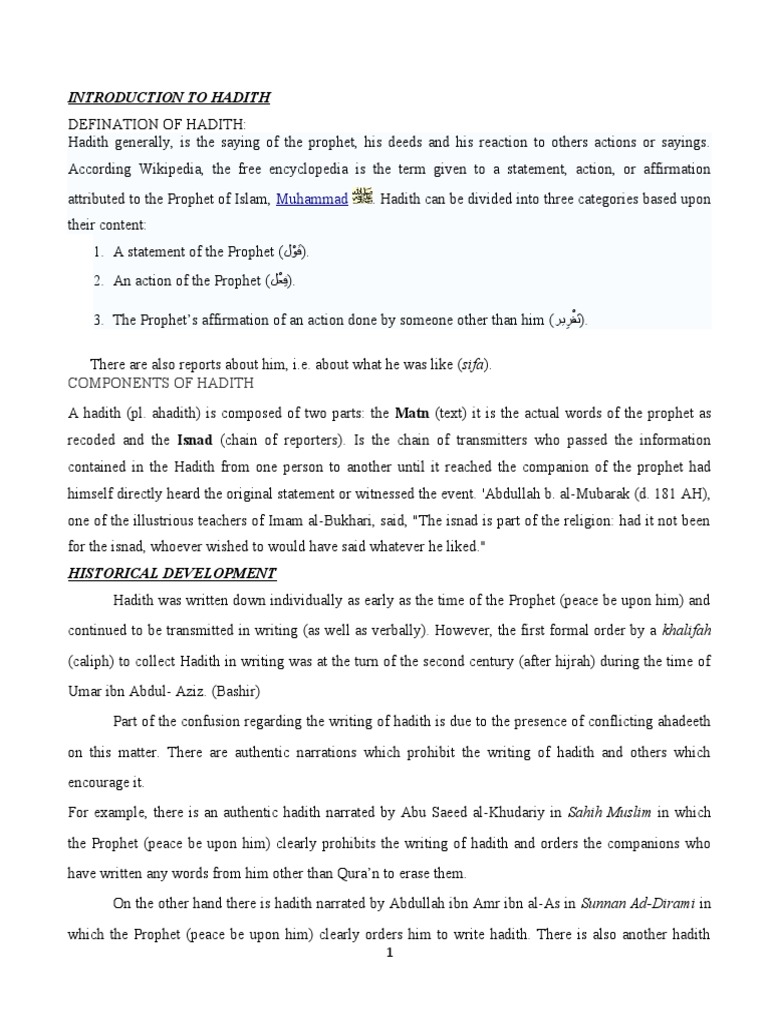 Introduction To The Study Of Hadith Pdf Hadith Muhammad