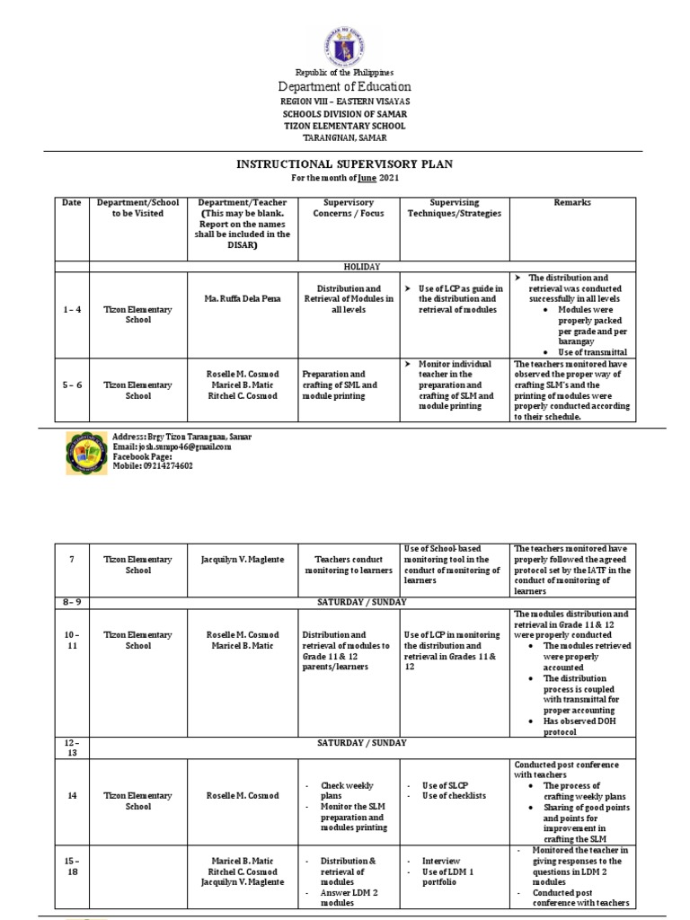 monthly-supervisory-plan-pdf-pedagogy-learning
