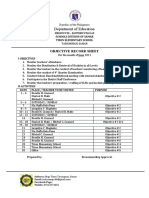 Department of Education: Objective Record Sheet