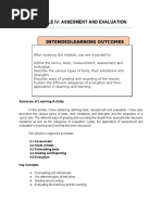 Module Iv: Assesment and Evaluation: Summary of Learning Activity