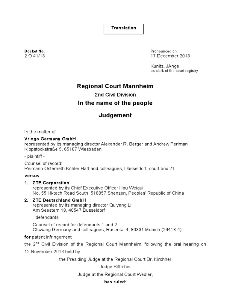 2013.12.17 Judgment (English) | PDF | Lawsuit | Declaratory Judgment