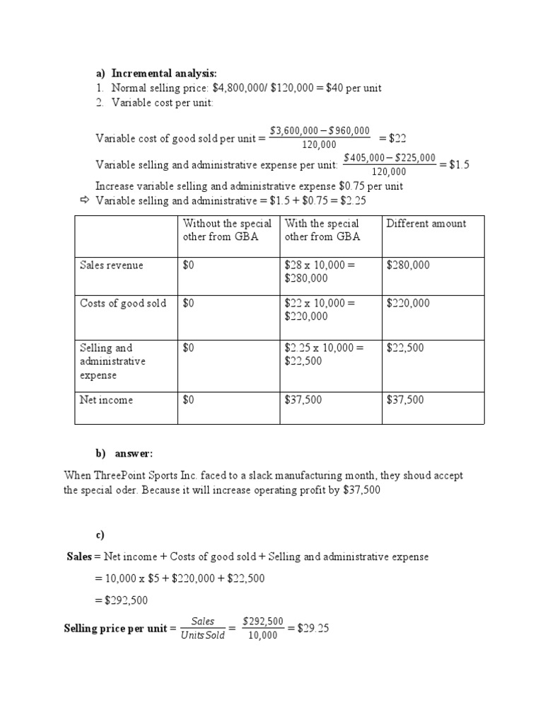 A) Incremental Analysis | PDF