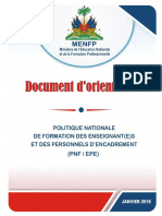 MENFP Politique Nationale de Formation D