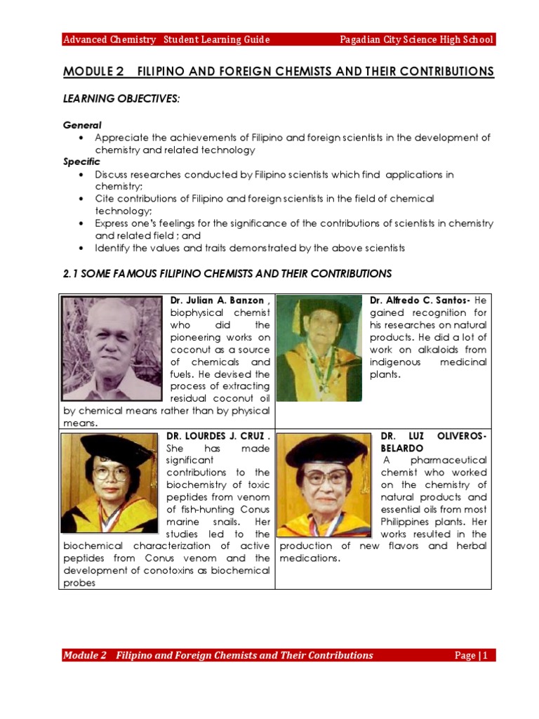 Module 2 - Filipino and Foreign Chemists and Their Contirbutions | PDF ...