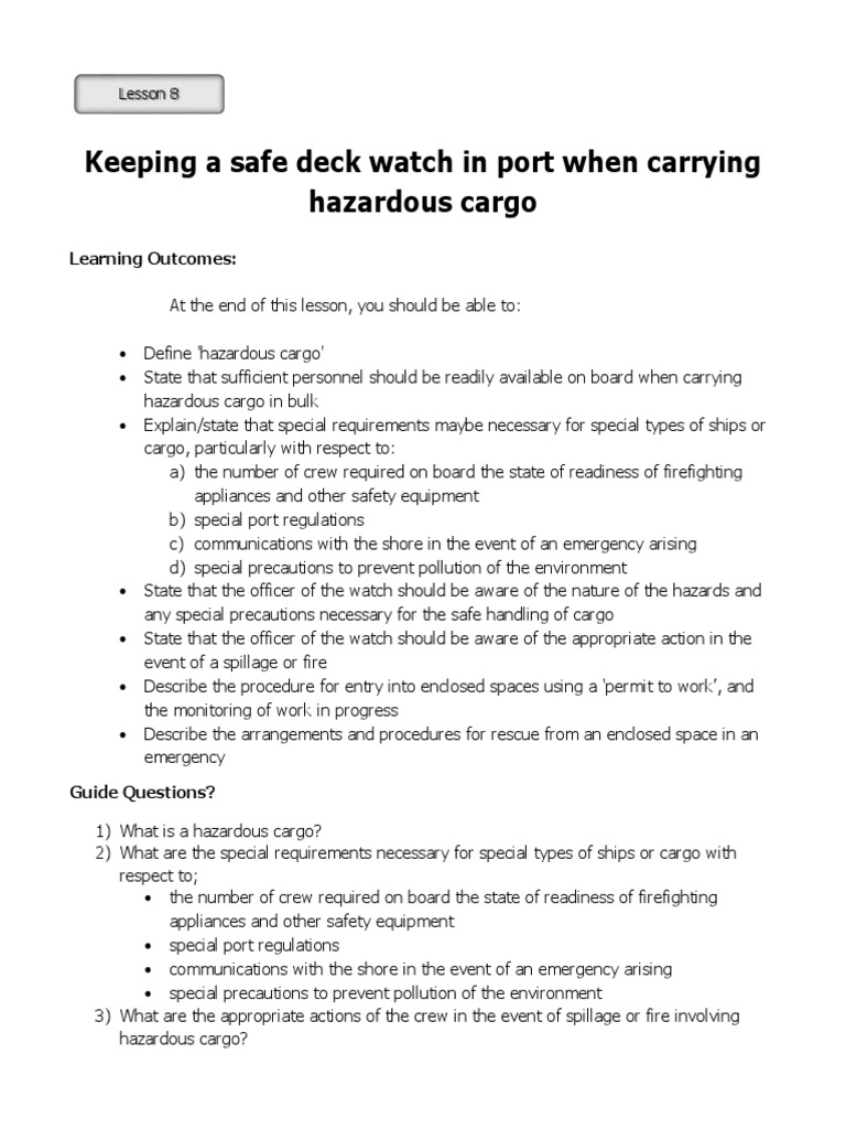 Keeping A Safe Deck Watch in Port When Carrying Hazardous Cargo PDF