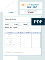 Examen Trimestral Quinto Grado BLOQUE1 2020 2021