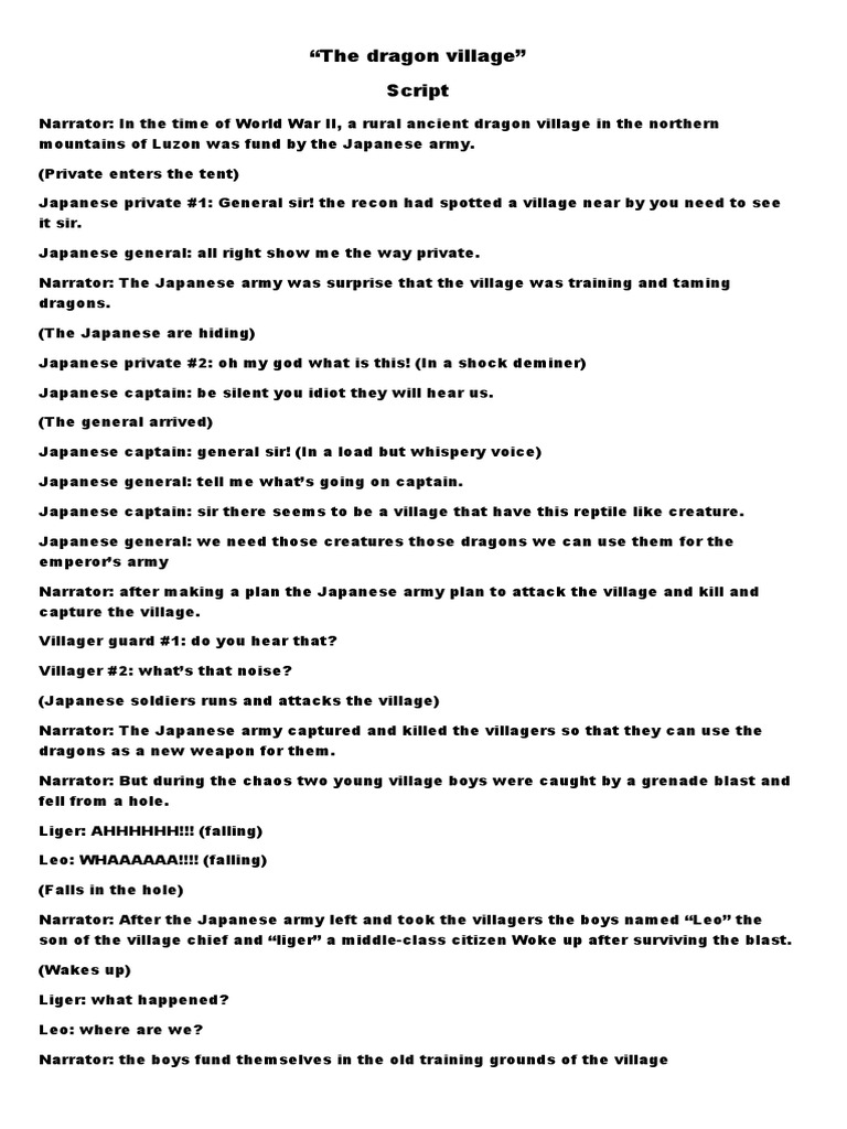 The Dragon Village Script | PDF | Dragon