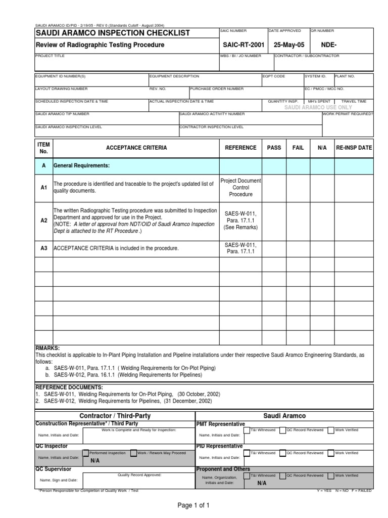 SAIC-RT-2001 Revw of RT Procedure | PDF | Nondestructive Testing ...