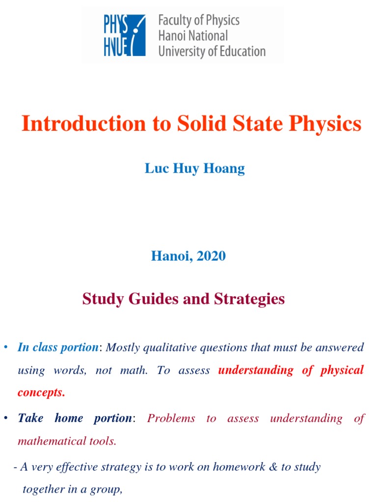 Introduction To Solid State Physics: Luc Huy Hoang | PDF | Crystallite ...