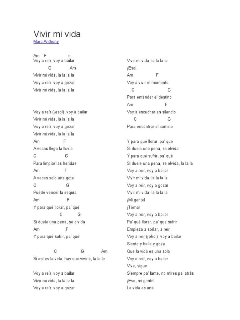 Vivir Mi Vida Acordes Uku PDF