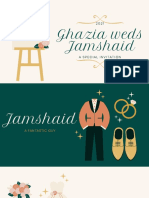 Green, Gold and Cream Simple Illustrated Wedding Invitation Announcement Presentation