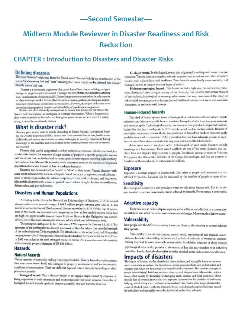 Reviewer in Disaster Readiness and Risk Reduction Midterm Module | PDF