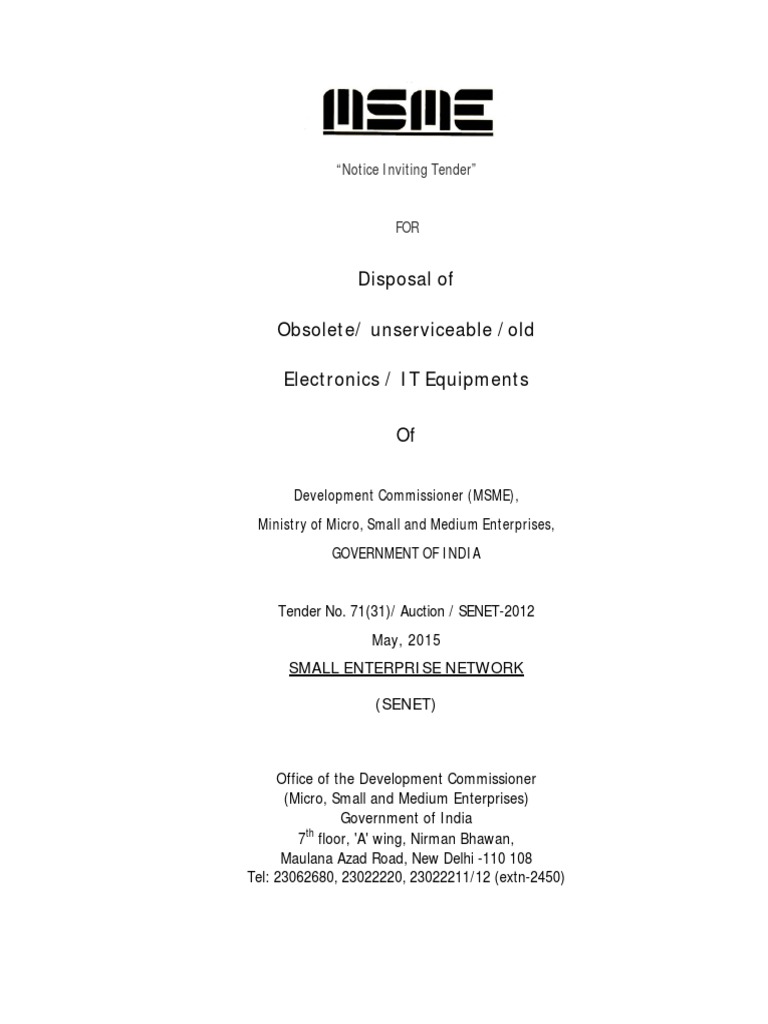 Tender For Disposal of IT Equipment Mayl 2015 | PDF | Hewlett Packard ...