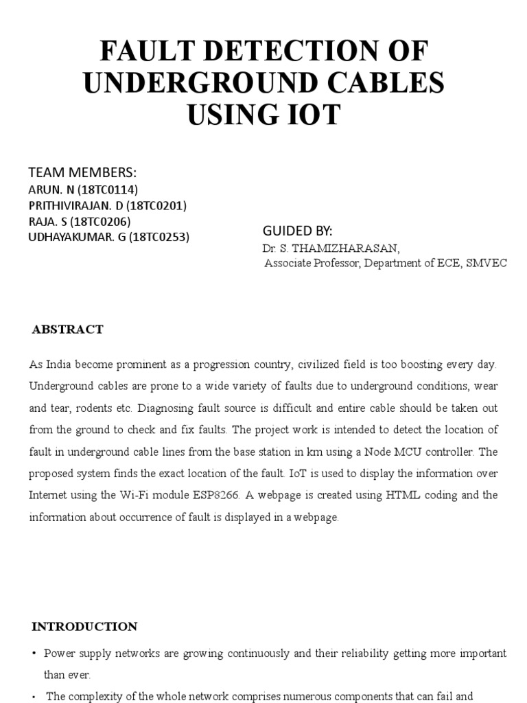IoT-Based Underground Cable Fault Detection | PDF | Power Supply ...